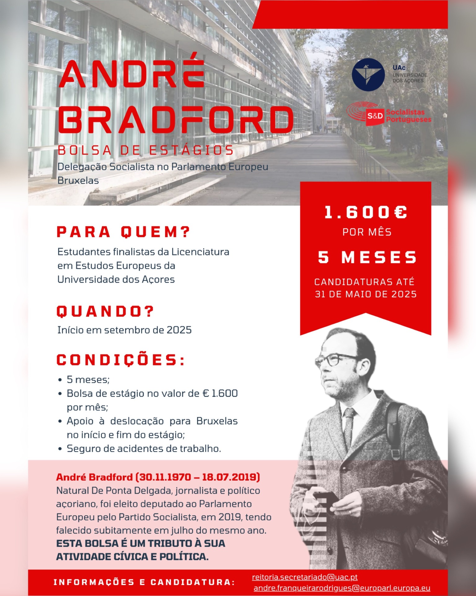 Abertas as candidaturas à Bolsa de Estágios André Bradford 