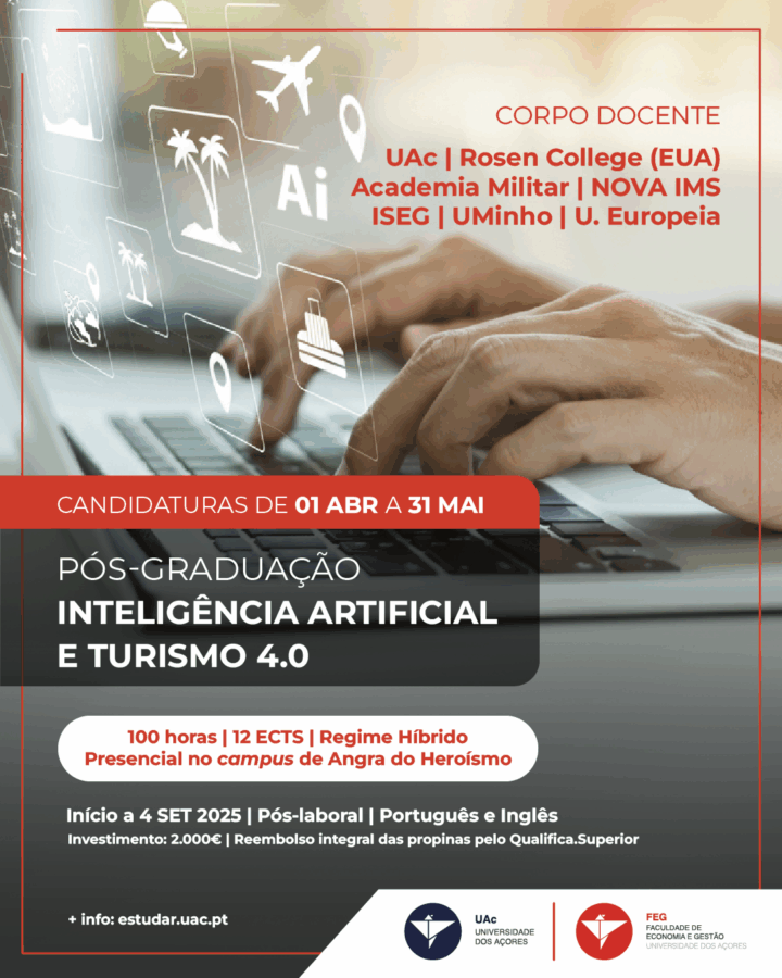 Abertas candidaturas à pós-graduação em Inteligência Artificial e Turismo 4.0 