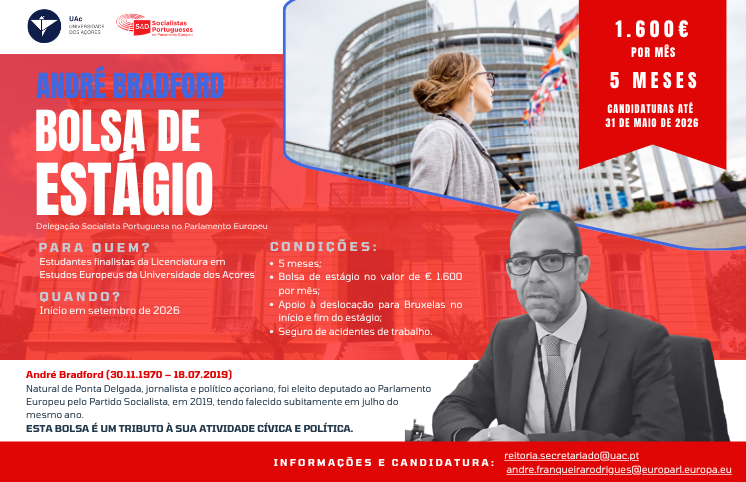 UAc divulga Bolsa de Estágio André Bradford no Parlamento Europeu 